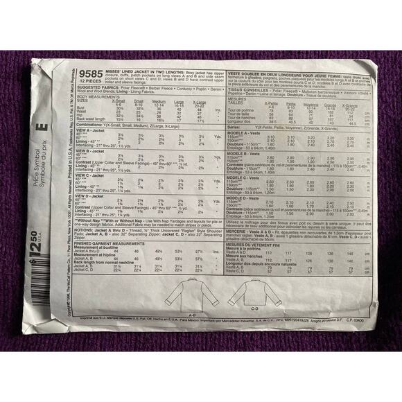 McCalls sewing pattern 9585 Women's cardigan jacket shacket Size L XL - Picture 3 of 6